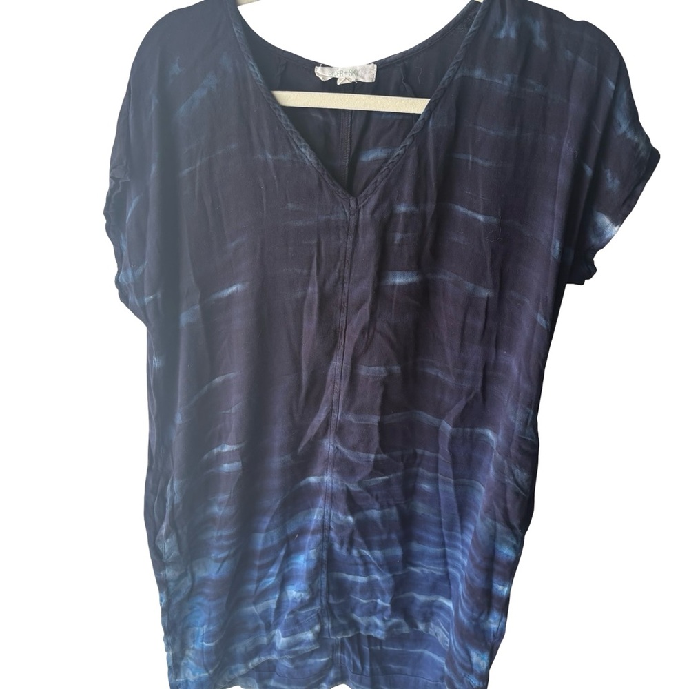 River + Sky Blue Navy Tie-Dye V-Neck Mini Dress - Picture 3 of 4